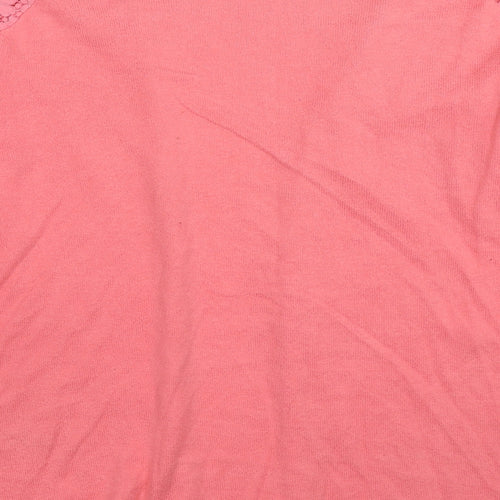 Very Womens Pink V-Neck Cotton Cardigan Jumper Size 12 Pullover - Lace Shoulder Detail