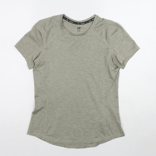 H&M Womens Green Polyester Pullover T-Shirt Size S Crew Neck Pullover