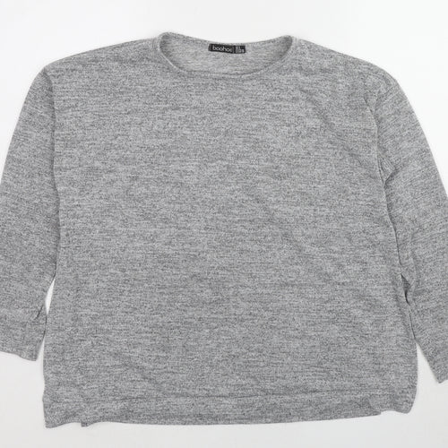 Boohoo Womens Grey Round Neck Polyester Pullover Jumper Size 8