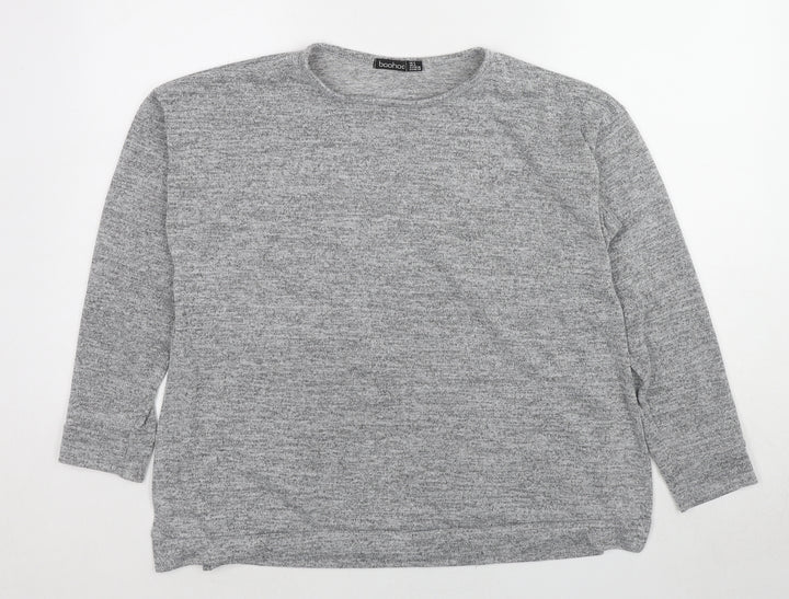 Boohoo Womens Grey Round Neck Polyester Pullover Jumper Size 8