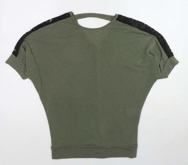 Quiz Womens Green Round Neck Polyester Pullover Jumper Size 10