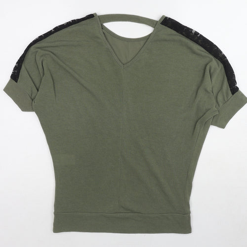 Quiz Womens Green Round Neck Polyester Pullover Jumper Size 10