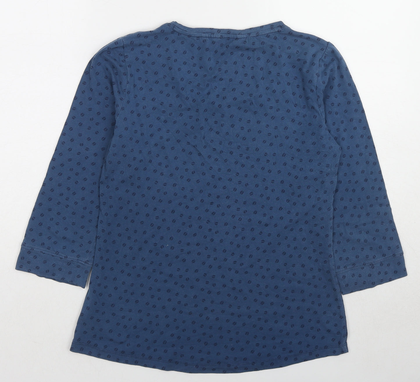Seasalt Womens Blue Geometric Cotton Basic T-Shirt Size 12 Scoop Neck