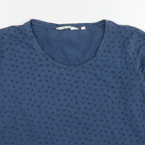 Seasalt Womens Blue Geometric Cotton Basic T-Shirt Size 12 Scoop Neck