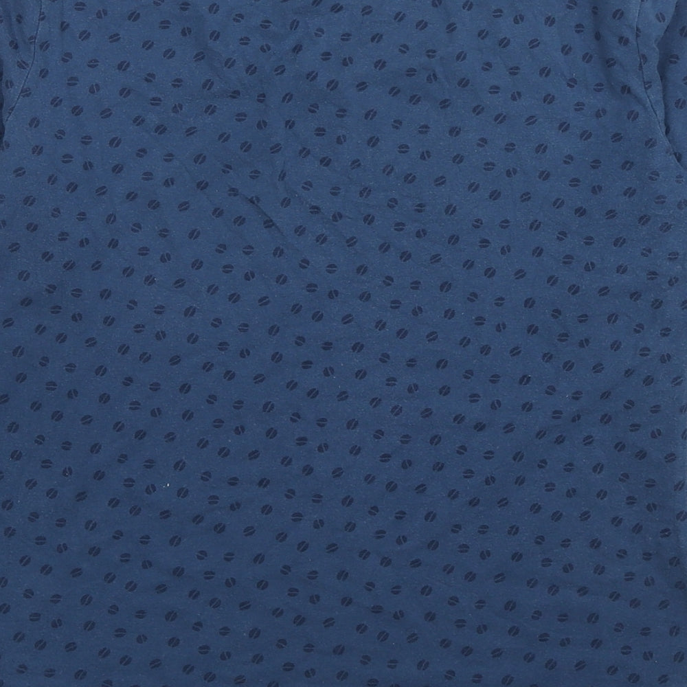Seasalt Womens Blue Geometric Cotton Basic T-Shirt Size 12 Scoop Neck