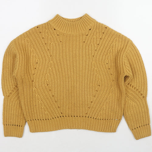 New Look Girls Yellow Mock Neck Acrylic Pullover Jumper Size 10-11 Years Pullover