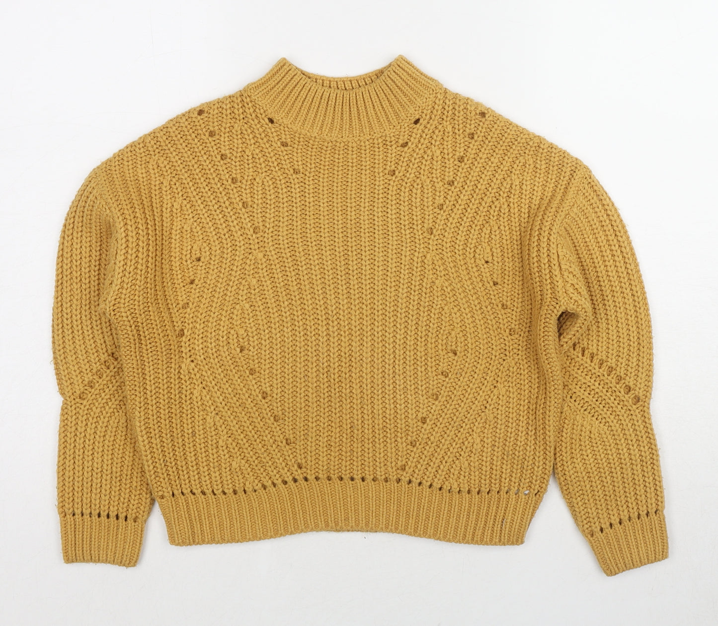 New Look Girls Yellow Mock Neck Acrylic Pullover Jumper Size 10-11 Years Pullover