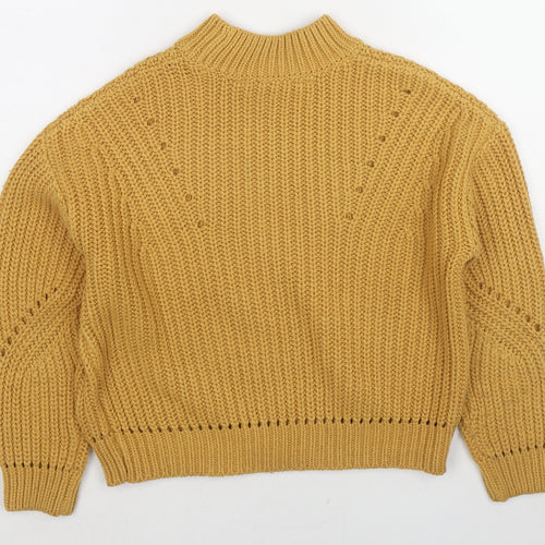 New Look Girls Yellow Mock Neck Acrylic Pullover Jumper Size 10-11 Years Pullover