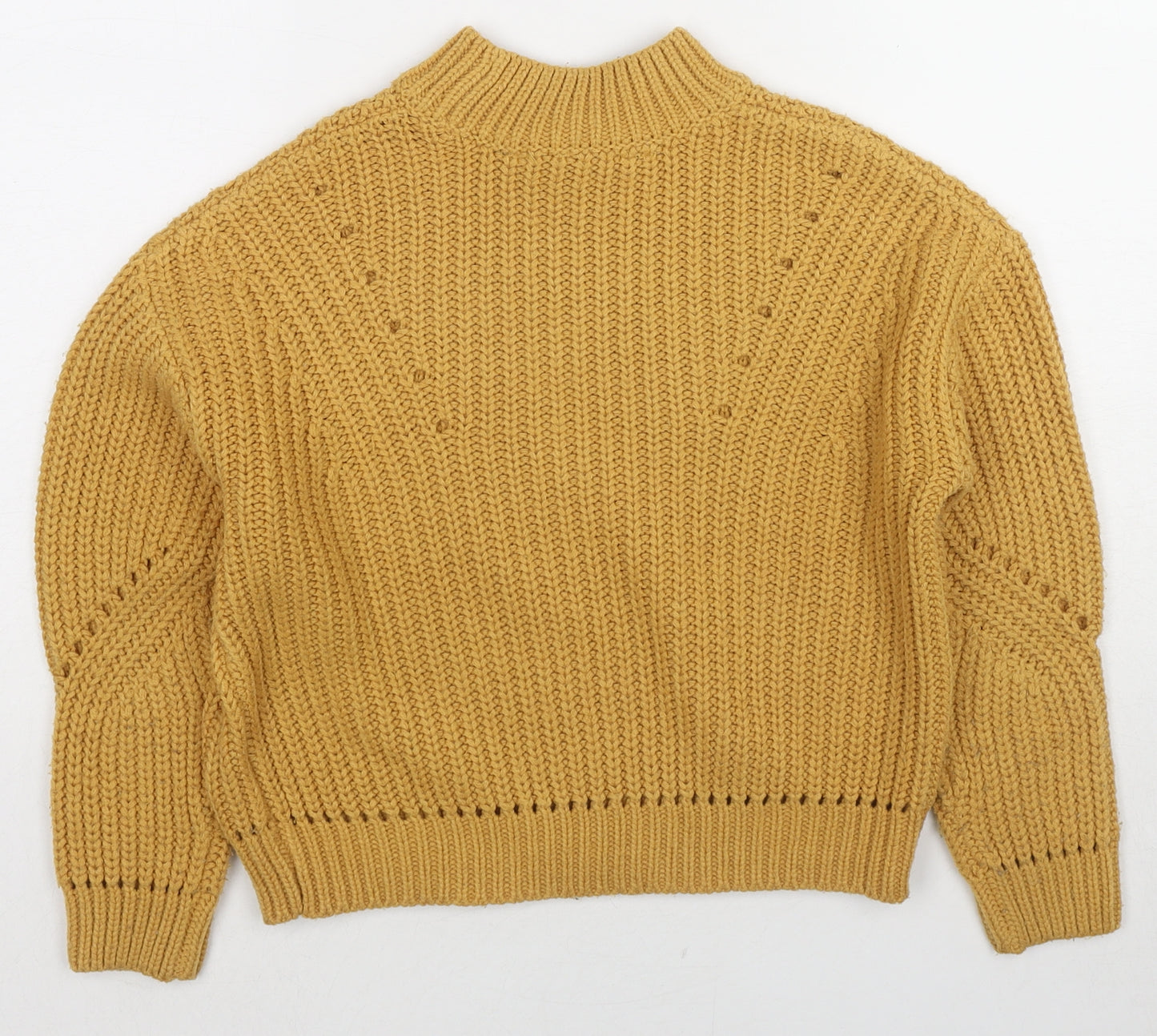 New Look Girls Yellow Mock Neck Acrylic Pullover Jumper Size 10-11 Years Pullover