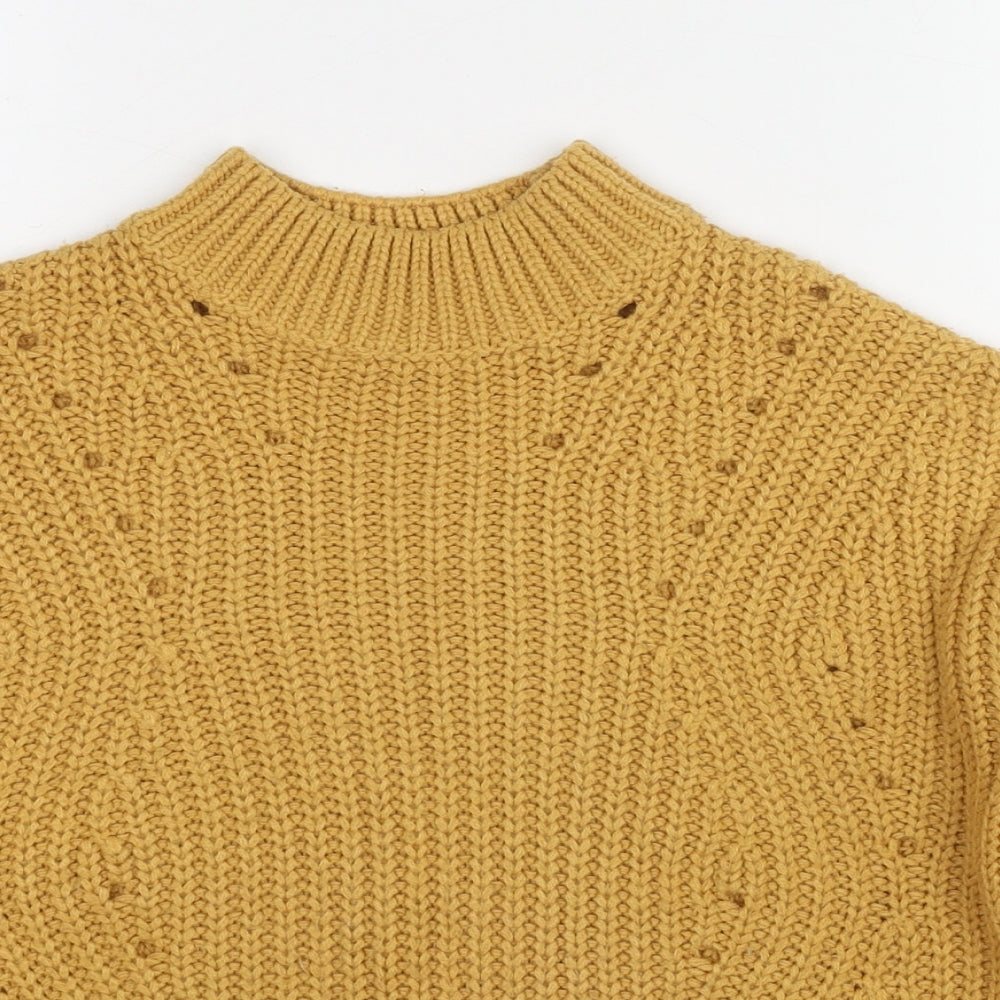 New Look Girls Yellow Mock Neck Acrylic Pullover Jumper Size 10-11 Years Pullover