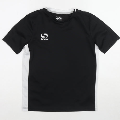Sondico Boys Black Polyester Basic T-Shirt Size 12 Years Round Neck Pullover