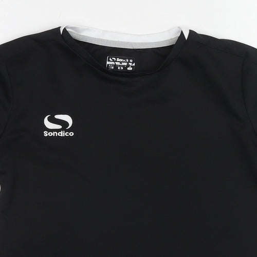 Sondico Boys Black Polyester Basic T-Shirt Size 12 Years Round Neck Pullover