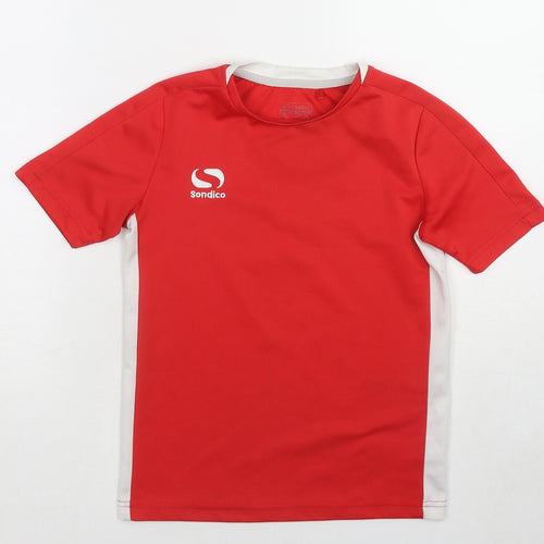 Sondico Boys Red Polyester Basic T-Shirt Size 9-10 Years Round Neck Pullover