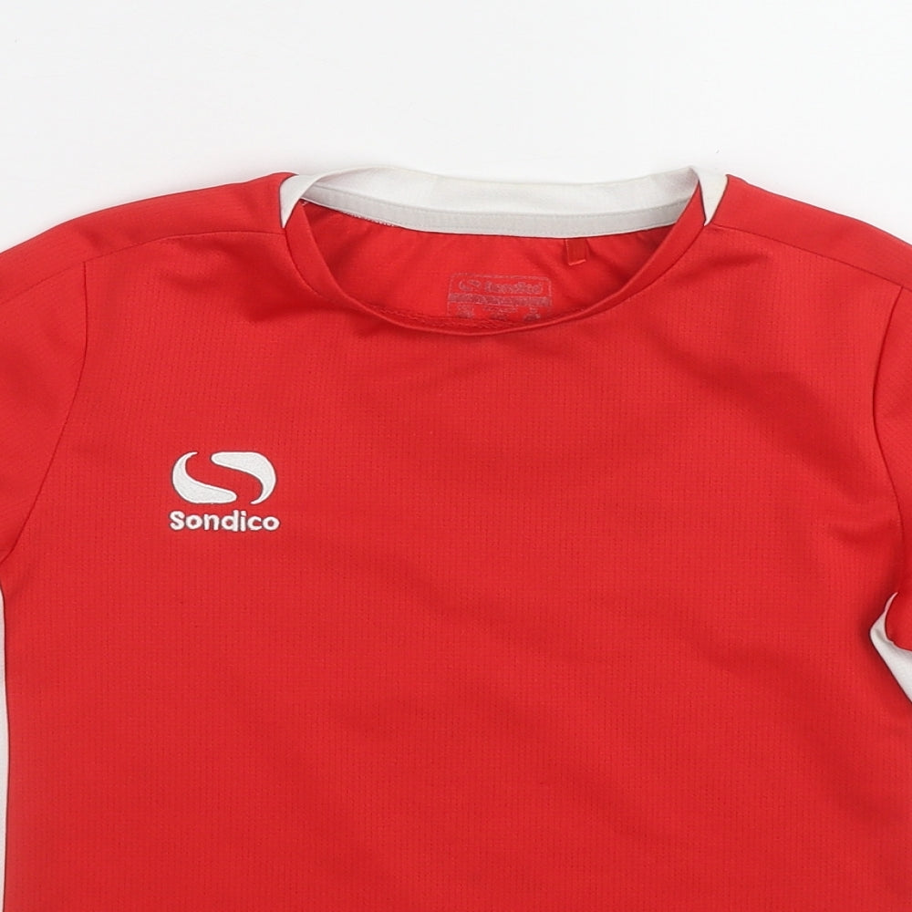 Sondico Boys Red Polyester Basic T-Shirt Size 9-10 Years Round Neck Pullover
