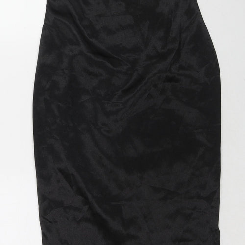 PRETTYLITTLETHING Womens Black Polyester Tank Dress Size 8 V-Neck Zip - Open Back