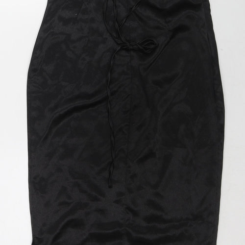 PRETTYLITTLETHING Womens Black Polyester Tank Dress Size 8 V-Neck Zip - Open Back
