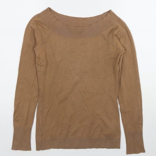Jacob Womens Brown Boat Neck Cotton Pullover Jumper Size S
