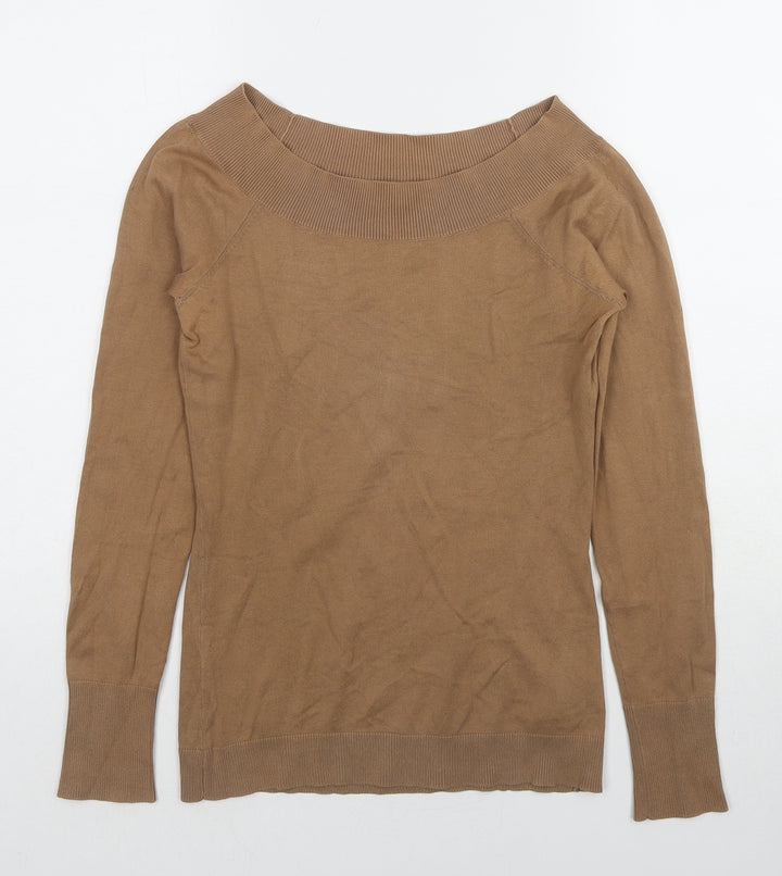 Jacob Womens Brown Boat Neck Cotton Pullover Jumper Size S