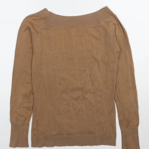 Jacob Womens Brown Boat Neck Cotton Pullover Jumper Size S