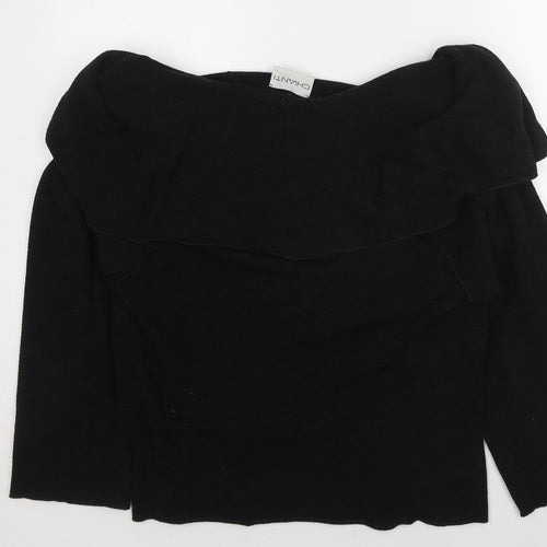 Chianti Womens Black V-Neck Polyester Cardigan Jumper Size L
