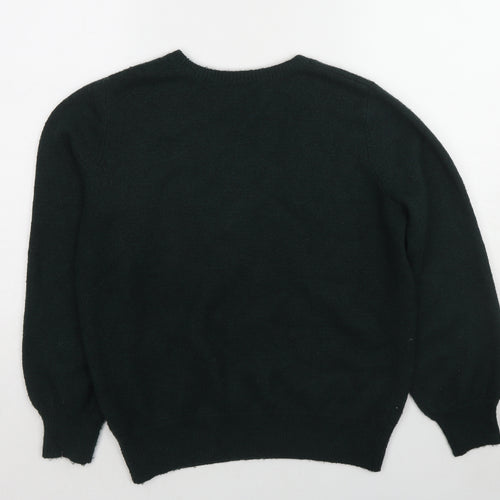 Miss Selfridge Womens Green V-Neck Acrylic Pullover Jumper Size 6