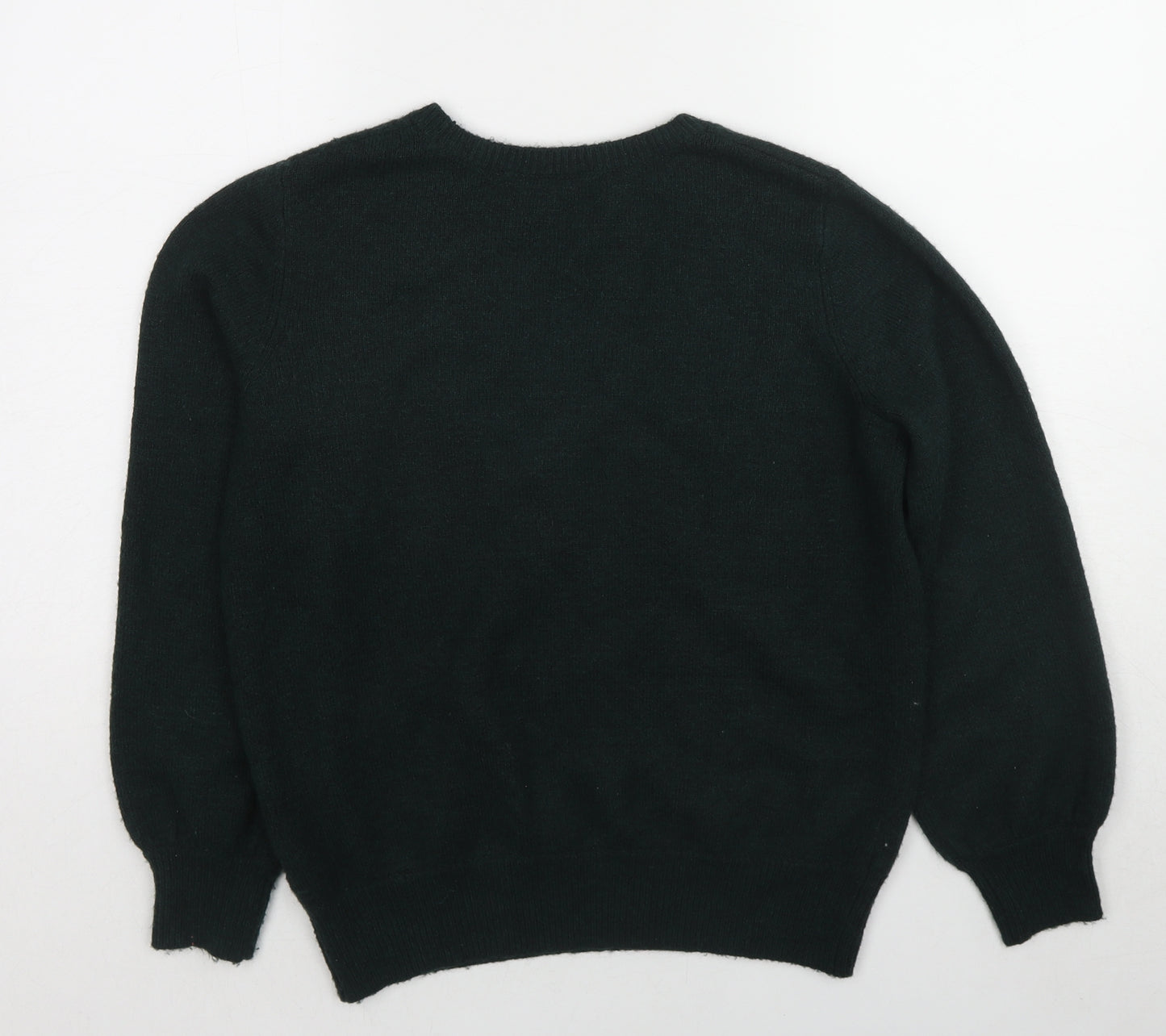 Miss Selfridge Womens Green V-Neck Acrylic Pullover Jumper Size 6