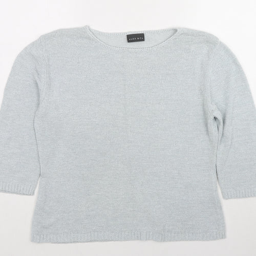 Alex&Co. Womens Blue Round Neck Nylon Pullover Jumper Size 18