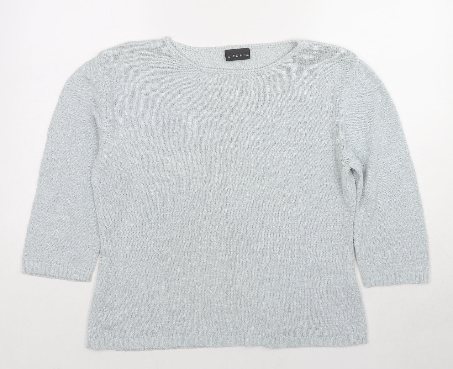 Alex&Co. Womens Blue Round Neck Nylon Pullover Jumper Size 18