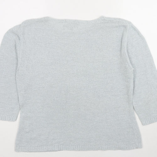 Alex&Co. Womens Blue Round Neck Nylon Pullover Jumper Size 18