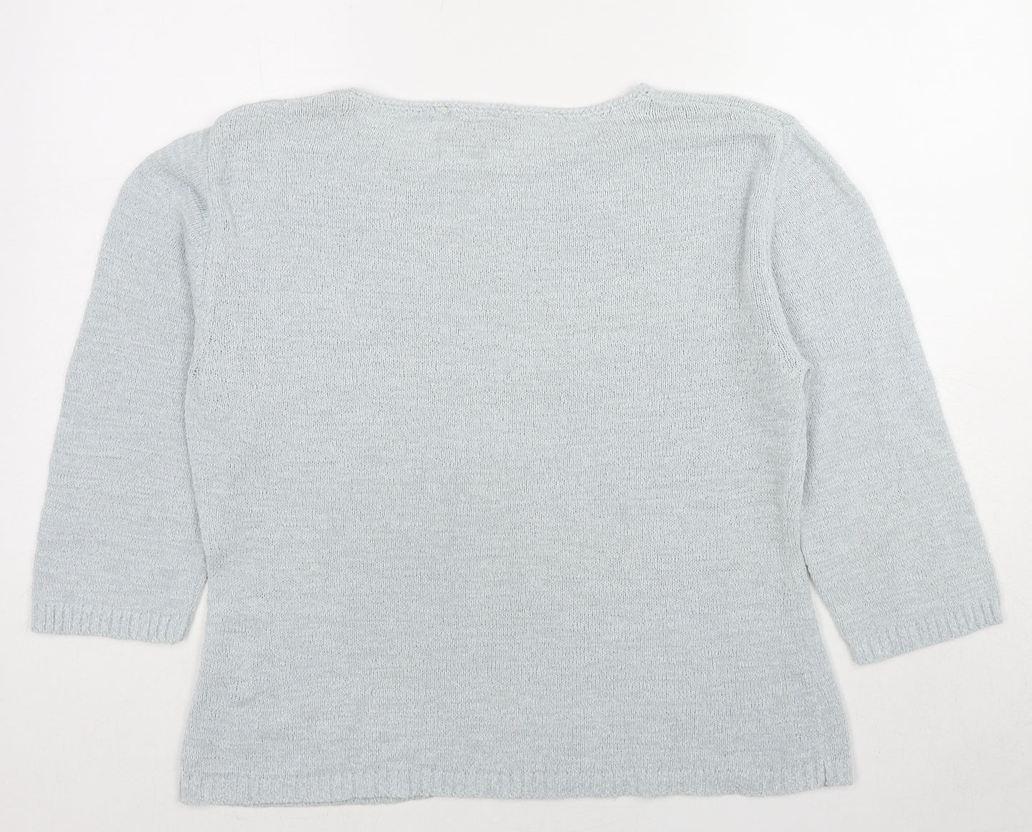 Alex&Co. Womens Blue Round Neck Nylon Pullover Jumper Size 18