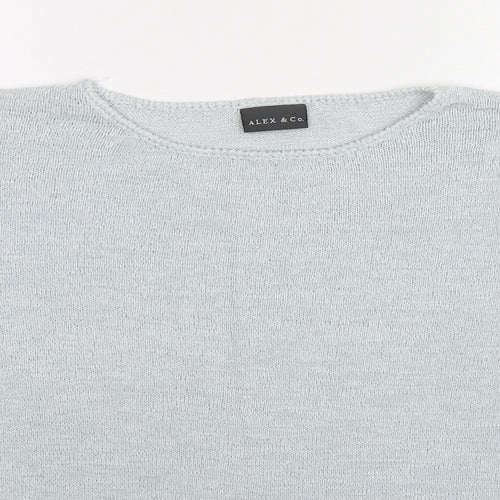 Alex&Co. Womens Blue Round Neck Nylon Pullover Jumper Size 18
