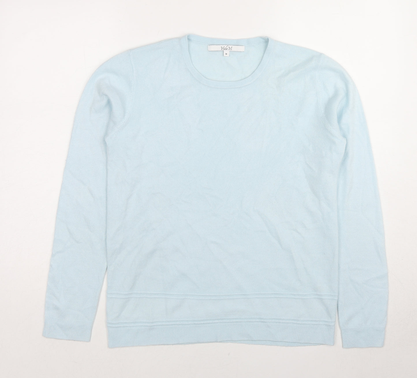 Vida Vi Womens Blue Round Neck Acrylic Pullover Jumper Size M