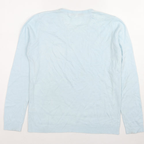 Vida Vi Womens Blue Round Neck Acrylic Pullover Jumper Size M