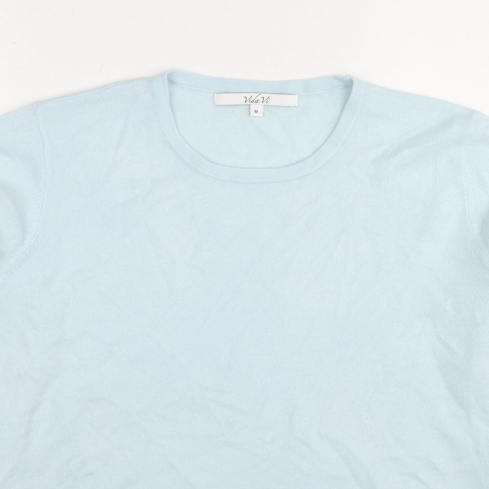 Vida Vi Womens Blue Round Neck Acrylic Pullover Jumper Size M
