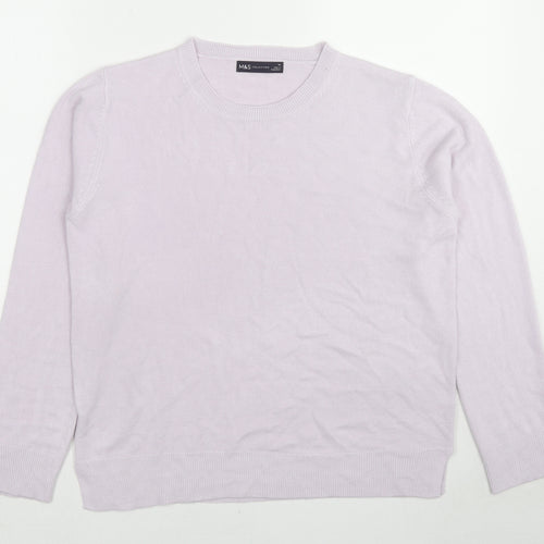 Marks and Spencer Womens Purple Round Neck Acrylic Pullover Jumper Size 14