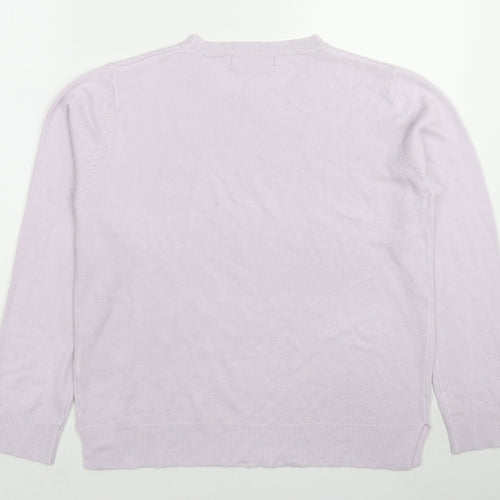 Marks and Spencer Womens Purple Round Neck Acrylic Pullover Jumper Size 14