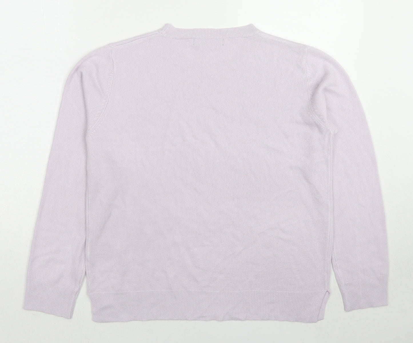 Marks and Spencer Womens Purple Round Neck Acrylic Pullover Jumper Size 14