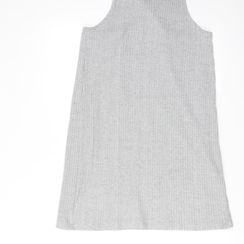 Monki Womens Grey Polyester Tank Dress Size M Round Neck Pullover
