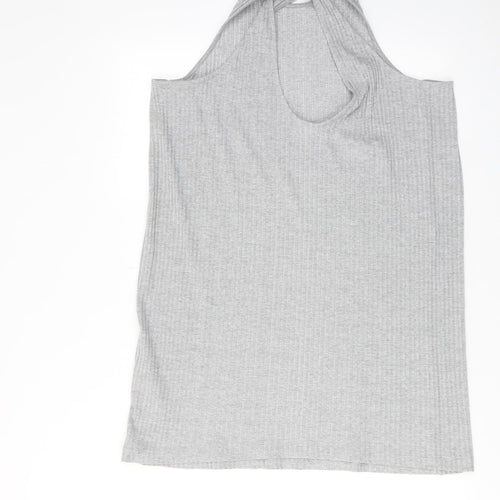 Monki Womens Grey Polyester Tank Dress Size M Round Neck Pullover