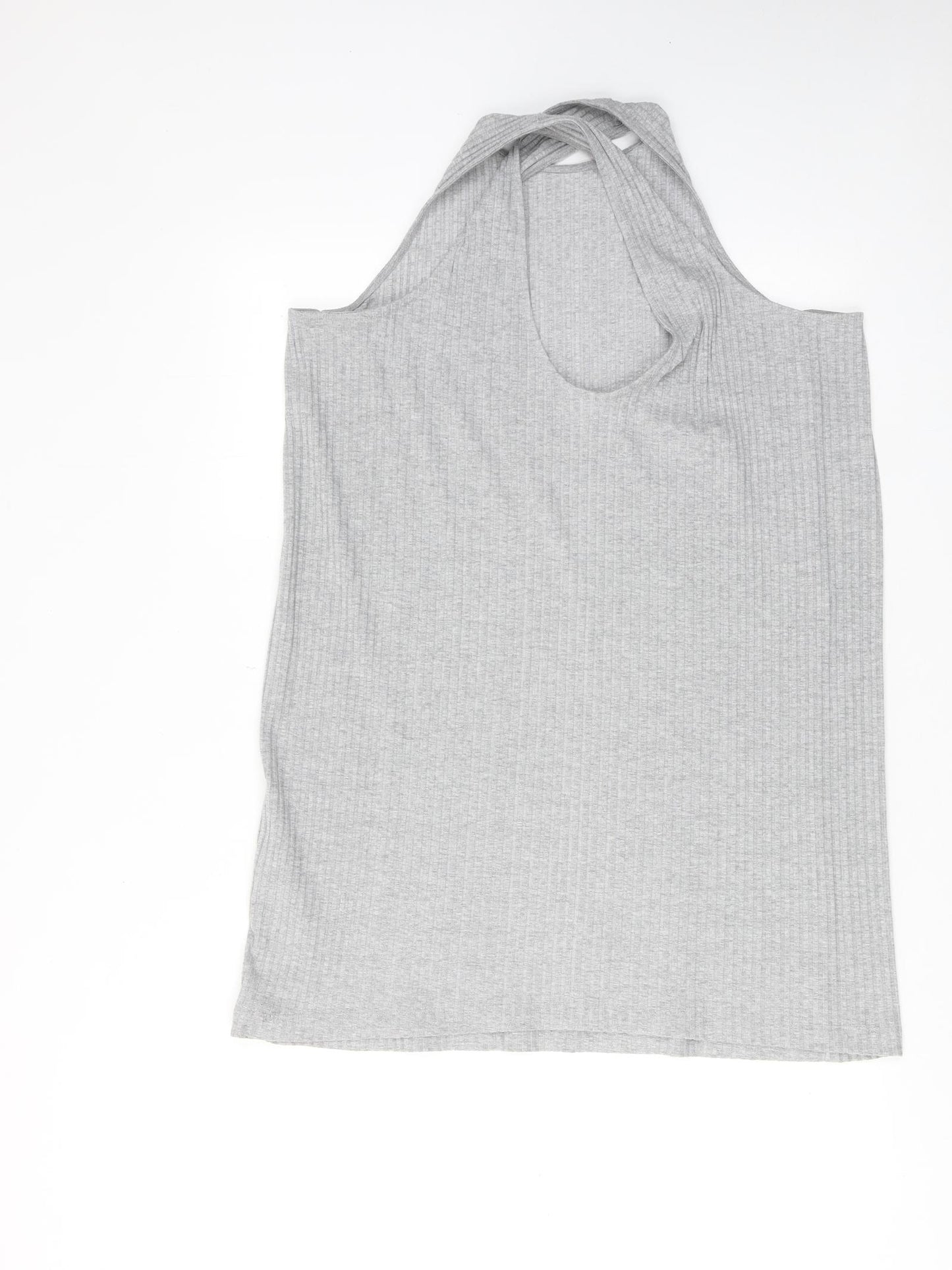 Monki Womens Grey Polyester Tank Dress Size M Round Neck Pullover