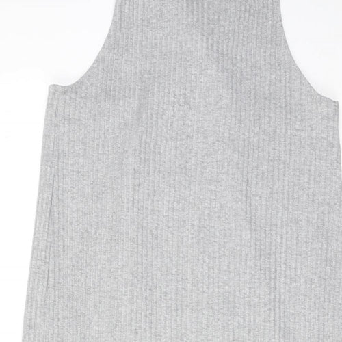 Monki Womens Grey Polyester Tank Dress Size M Round Neck Pullover