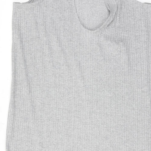 Monki Womens Grey Polyester Tank Dress Size M Round Neck Pullover
