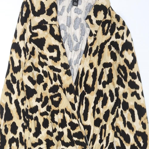 New Look Womens Brown Animal Print Viscose A-Line Size 10 Collared Pullover - Leopard pattern