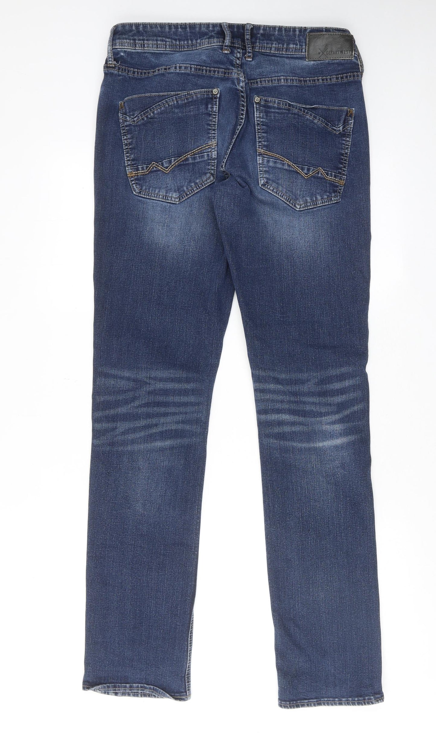 Departwest Mens Blue Cotton Straight Jeans Size 31 in L34 in Regular Zip
