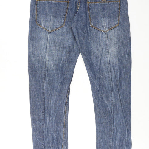 Blue Inc Mens Blue Cotton Straight Jeans Size 30 in L32 in Regular Button