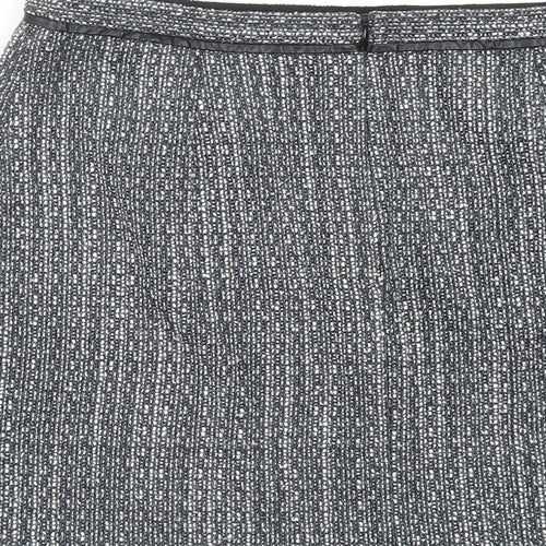 Limited Edition Womens Black Geometric Acrylic A-Line Skirt Size 12 Zip