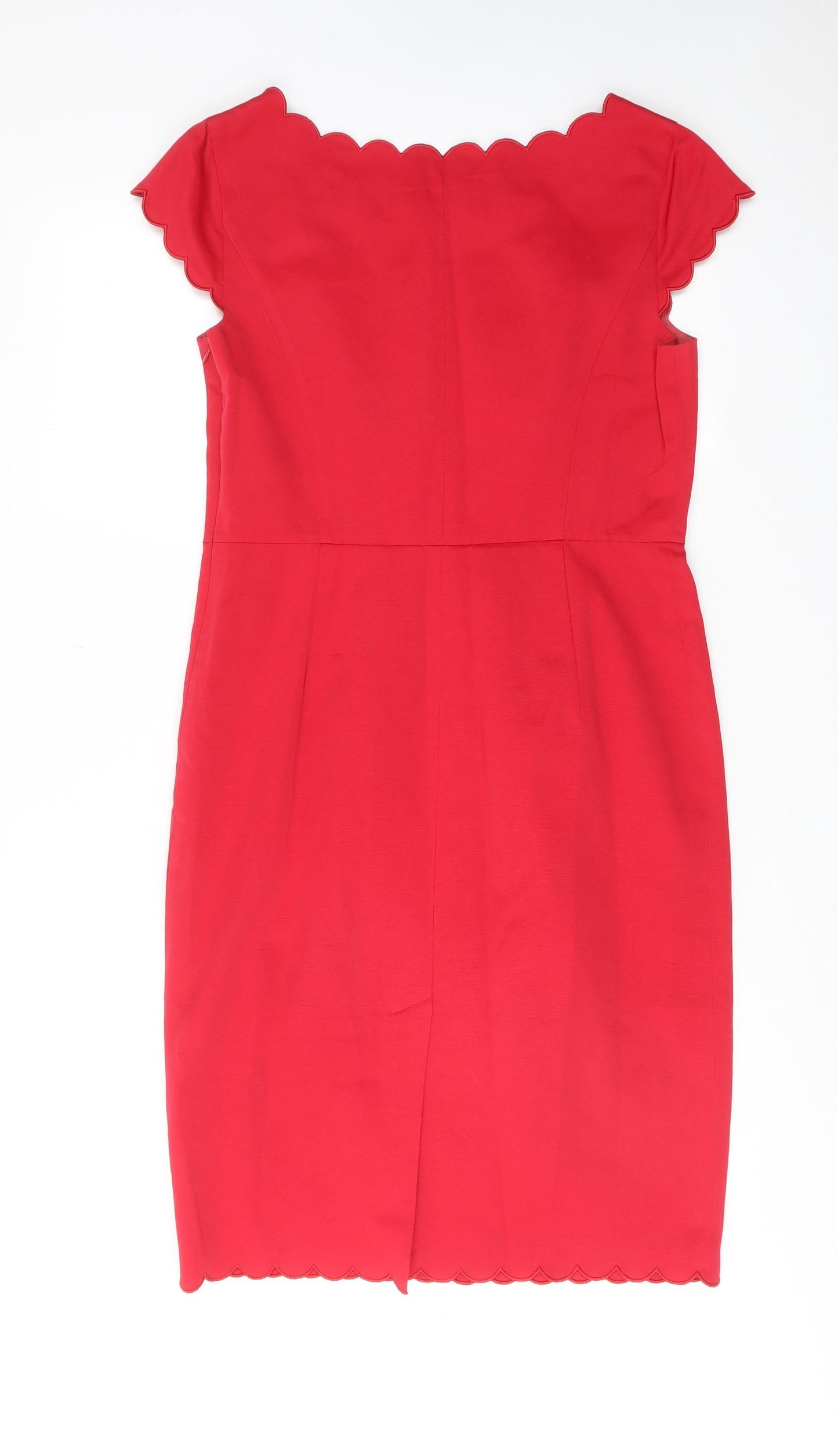 Autograph Womens Red Cotton Shift Size 12 Boat Neck Zip