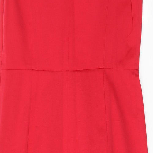 Autograph Womens Red Cotton Shift Size 12 Boat Neck Zip