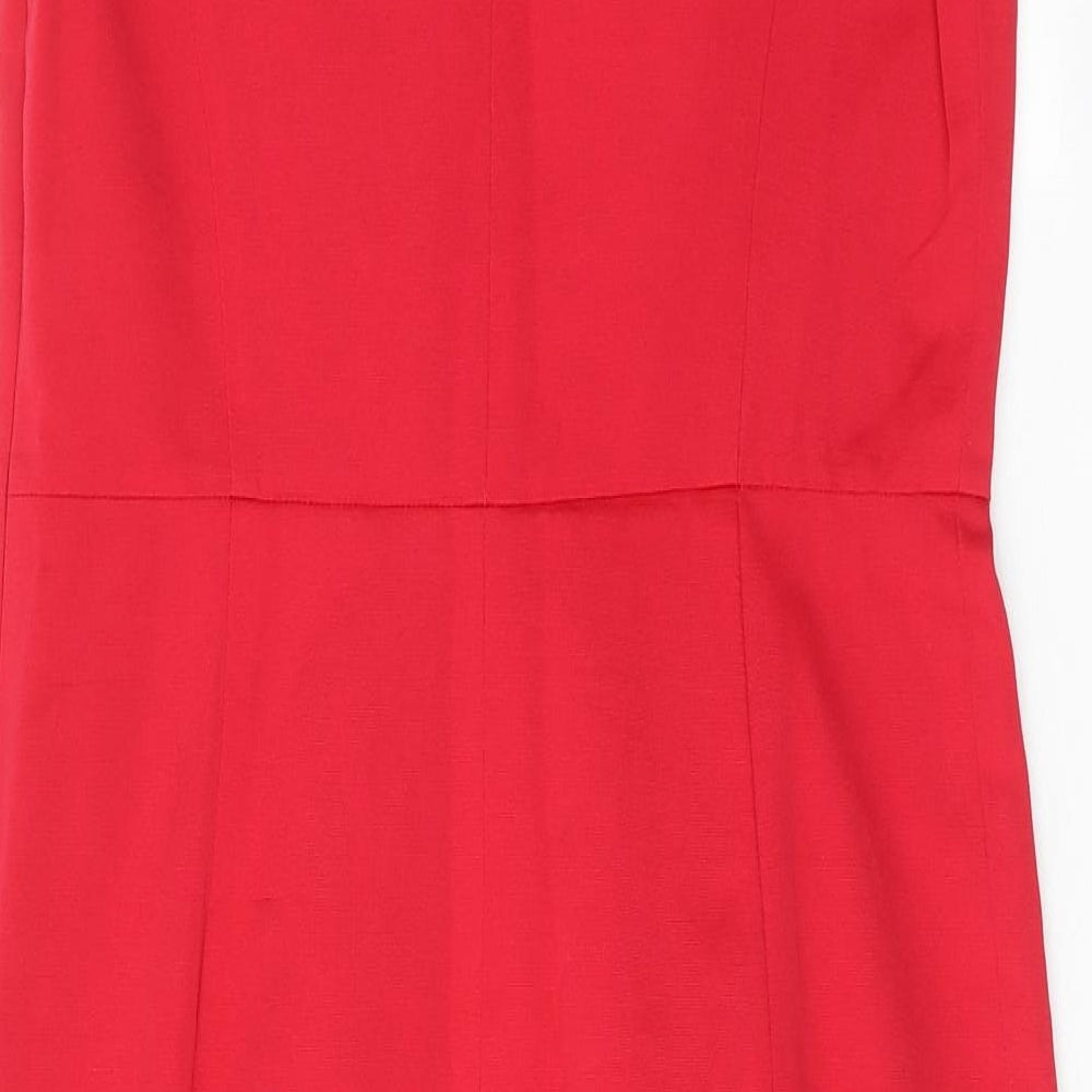 Autograph Womens Red Cotton Shift Size 12 Boat Neck Zip
