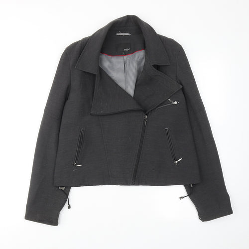 NEXT Womens Grey Biker Jacket Size 10 Zip